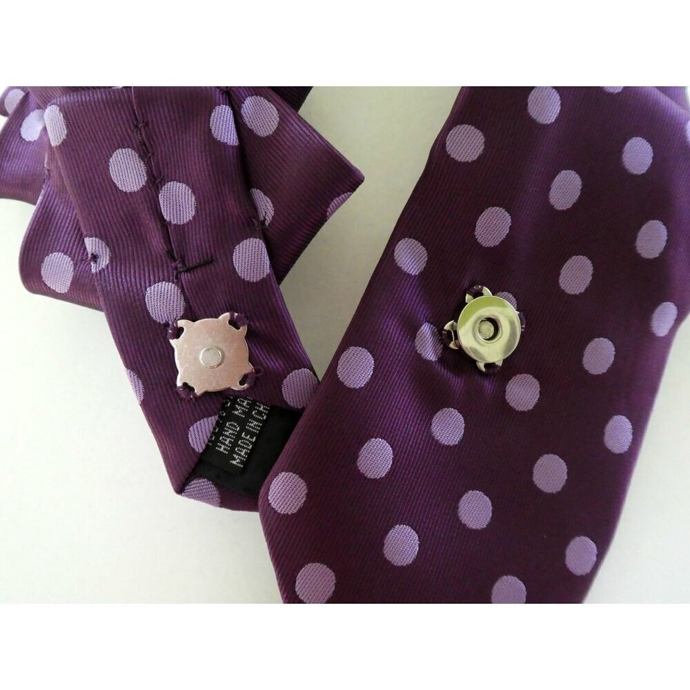Polka Dot Ascot Scarf - Purple Silk Scarf - Gift For Tie Lovers - Unique Scarf. - Picture 4 of 7